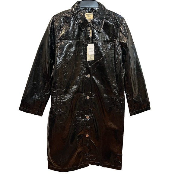 Elie Tahari Women's M Faux Leather Lightweight Maxi Shirt Jacket Coat - Picture 2 of 13